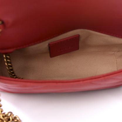Gucci Calfskin Matelasse Super Mini GG Marmont Shoulder Bag Hibiscus Red 4 of 8