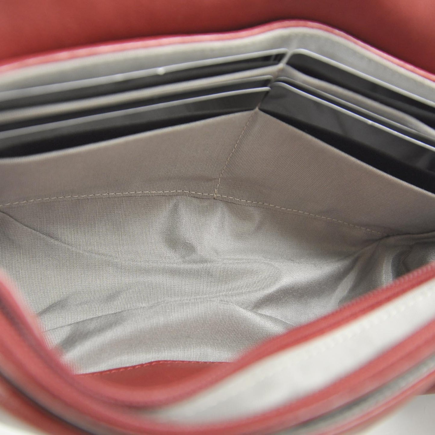 Lambskin Half Moon Wallet On Chain Red