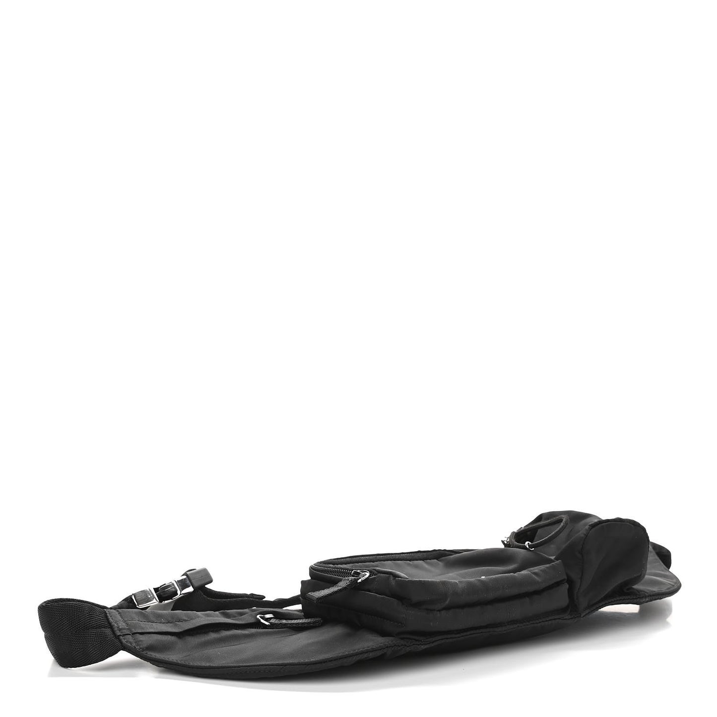 Nylon Metal Triple Pocket Belt Bag Black