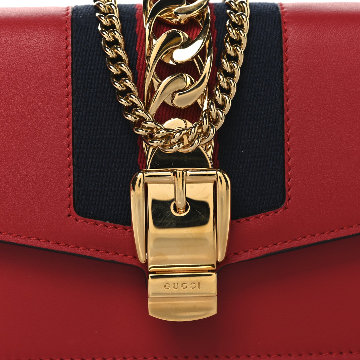Calfskin Super Mini Sylvie Chain Shoulder Bag Hibiscus Red