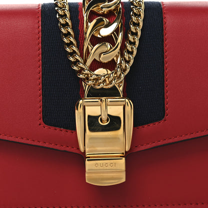 Gucci Calfskin Super Mini Sylvie Chain Shoulder Bag Hibiscus Red 8 of 10