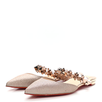 Christian Louboutin Mini Glitter Planet Choc Flat Mules 37 Courtisane Pink Bronze 3 of 8