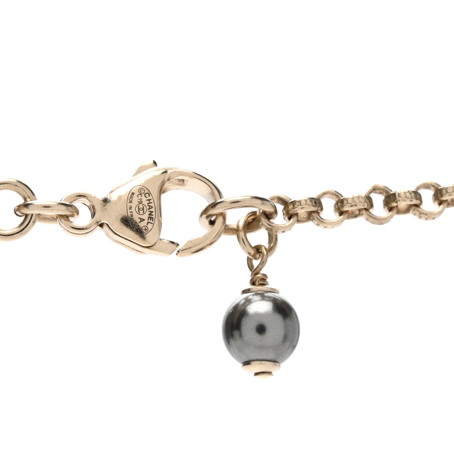 Ruthenium Pearl CC Pendant Necklace Grey