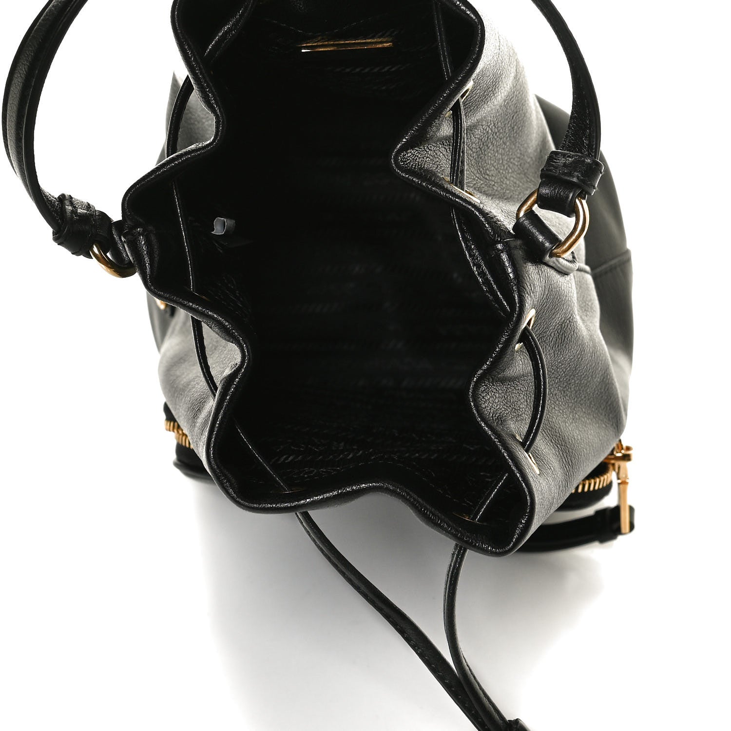 Prada Glace Calfskin Embossed Secchiello Bucket Bag Black 5 of 14