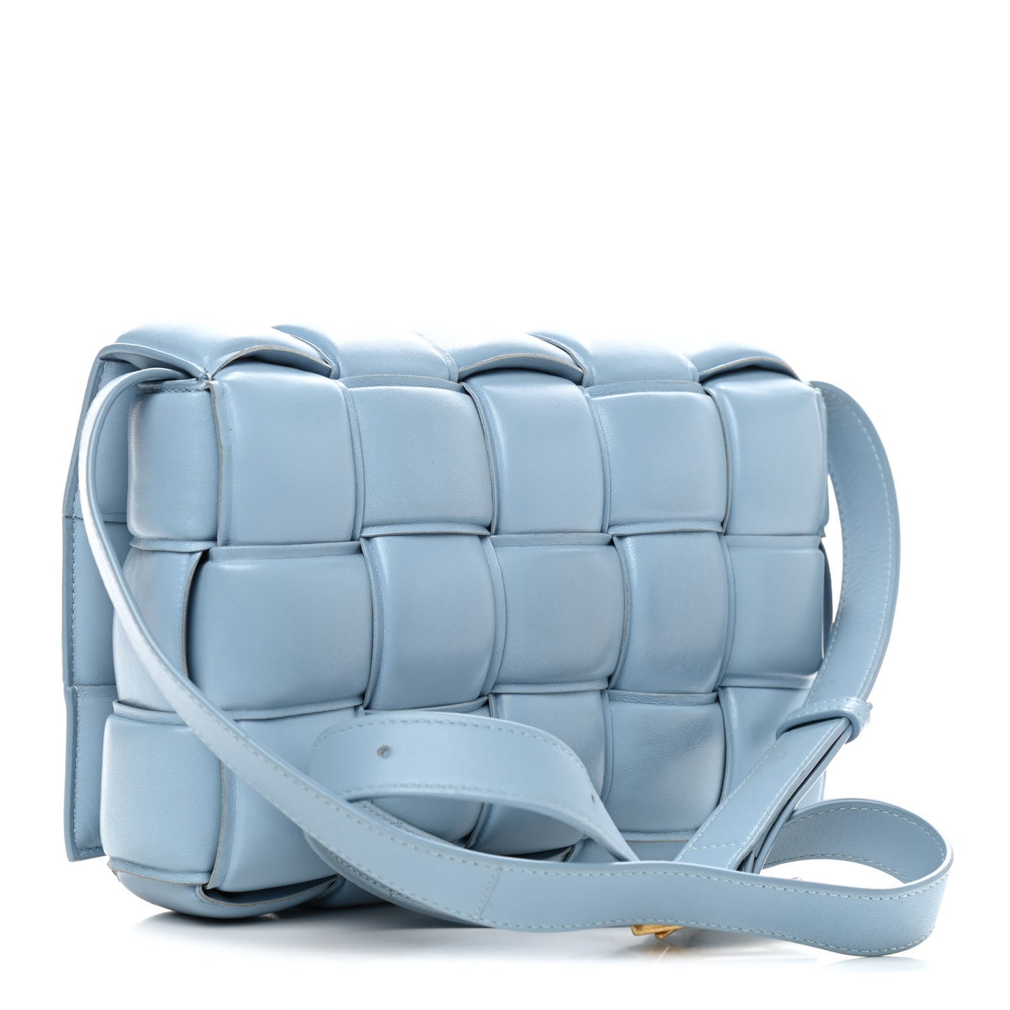 Nappa Maxi Intreccio Padded Cassette Crossbody Bag Ice