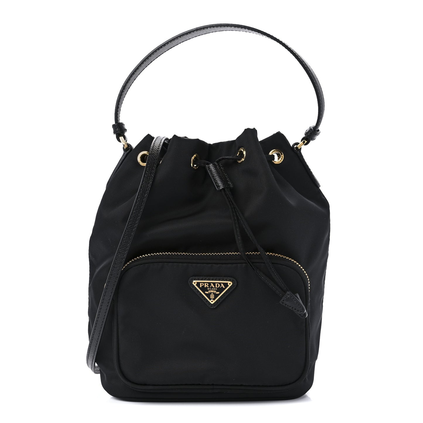 Re-Nylon Duet Drawstring Shoulder Bag Black