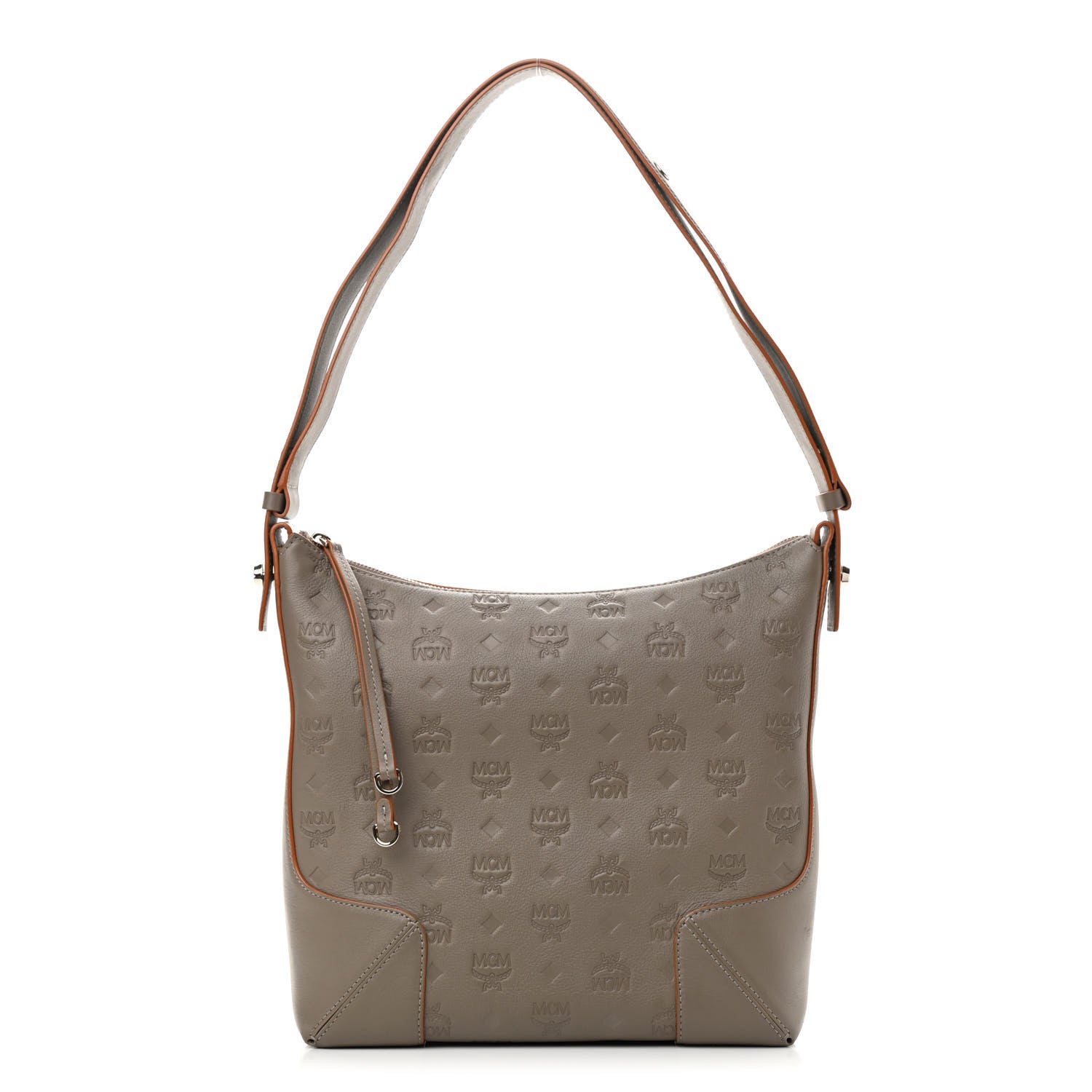 MCM Calfskin Ottomar Monogram Medium Klara Hobo Grey 1 of 10