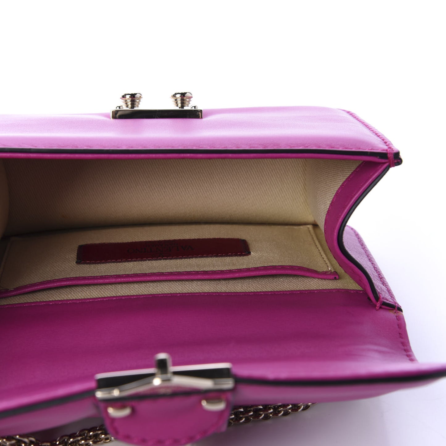 Vitello Mini Glam Lock Rockstud Flap Fuxia