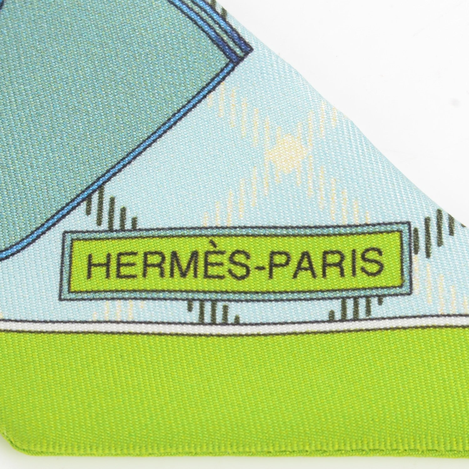 Hermes Silk Camails Twilly Vert Fluo Ciel Vert D Eau 5 of 9