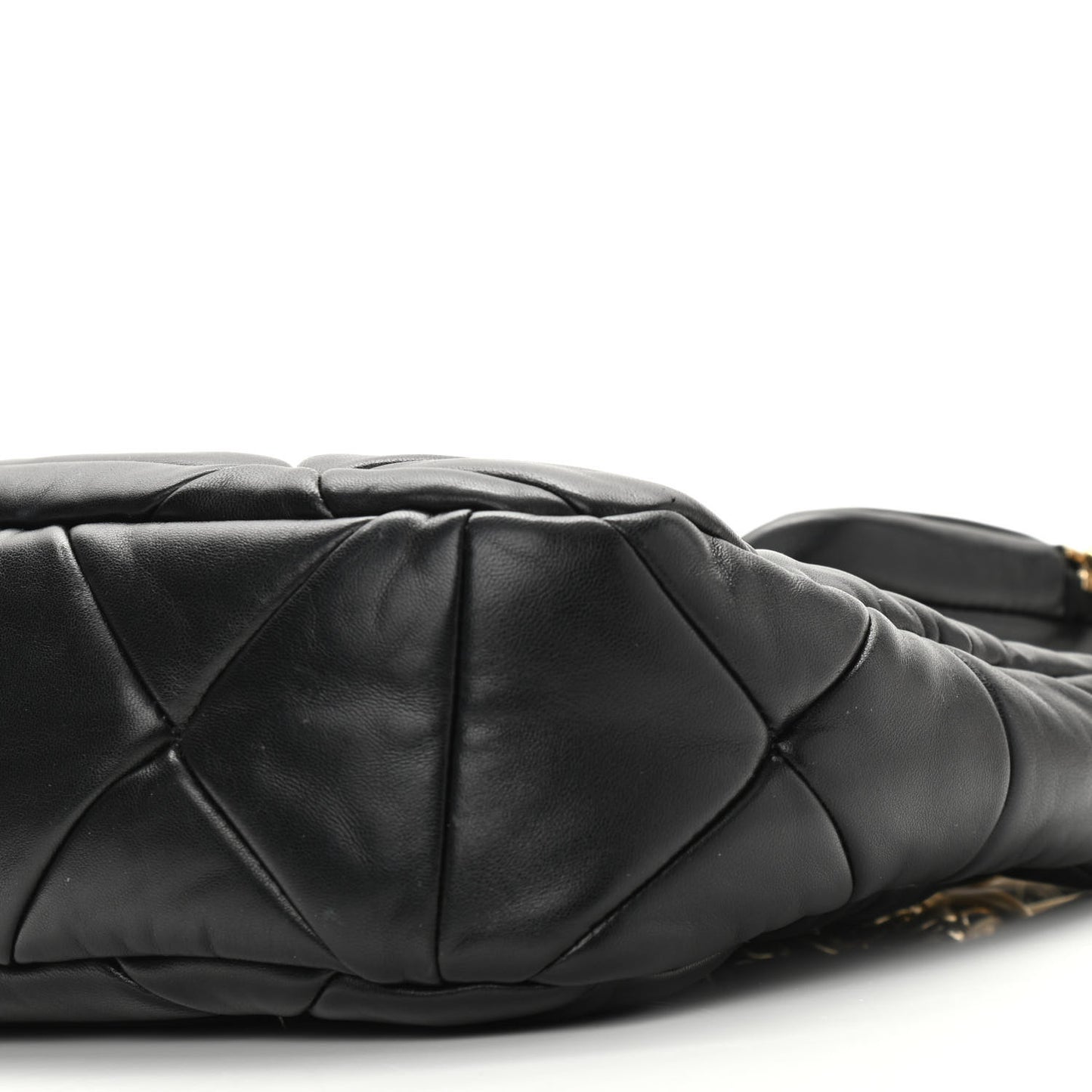 Nappa Re-Nylon Triangle Quilted Patchwork System Shoulder Bag Black