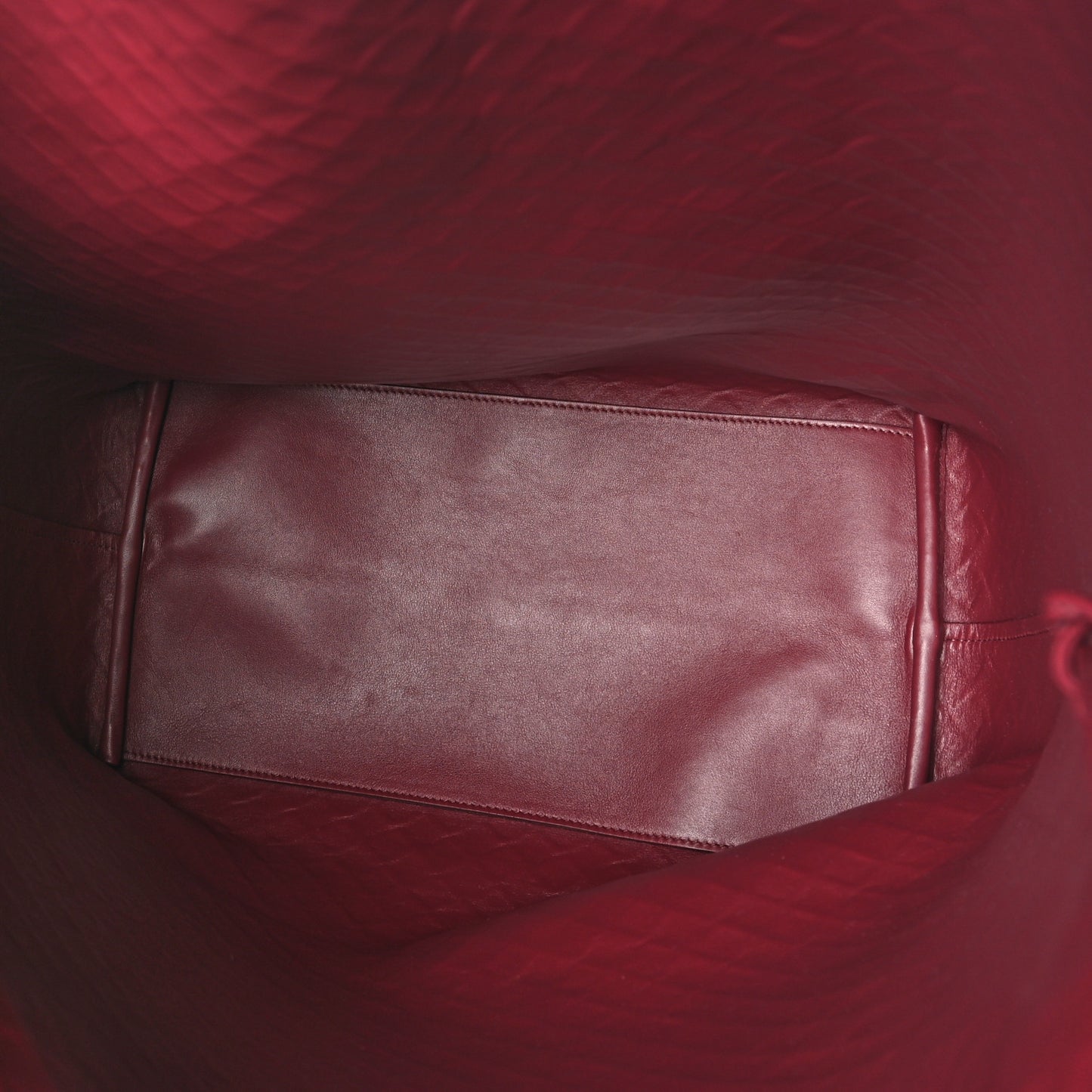 Calfskin Intrecciato Large North South Tote Bag Burgundy