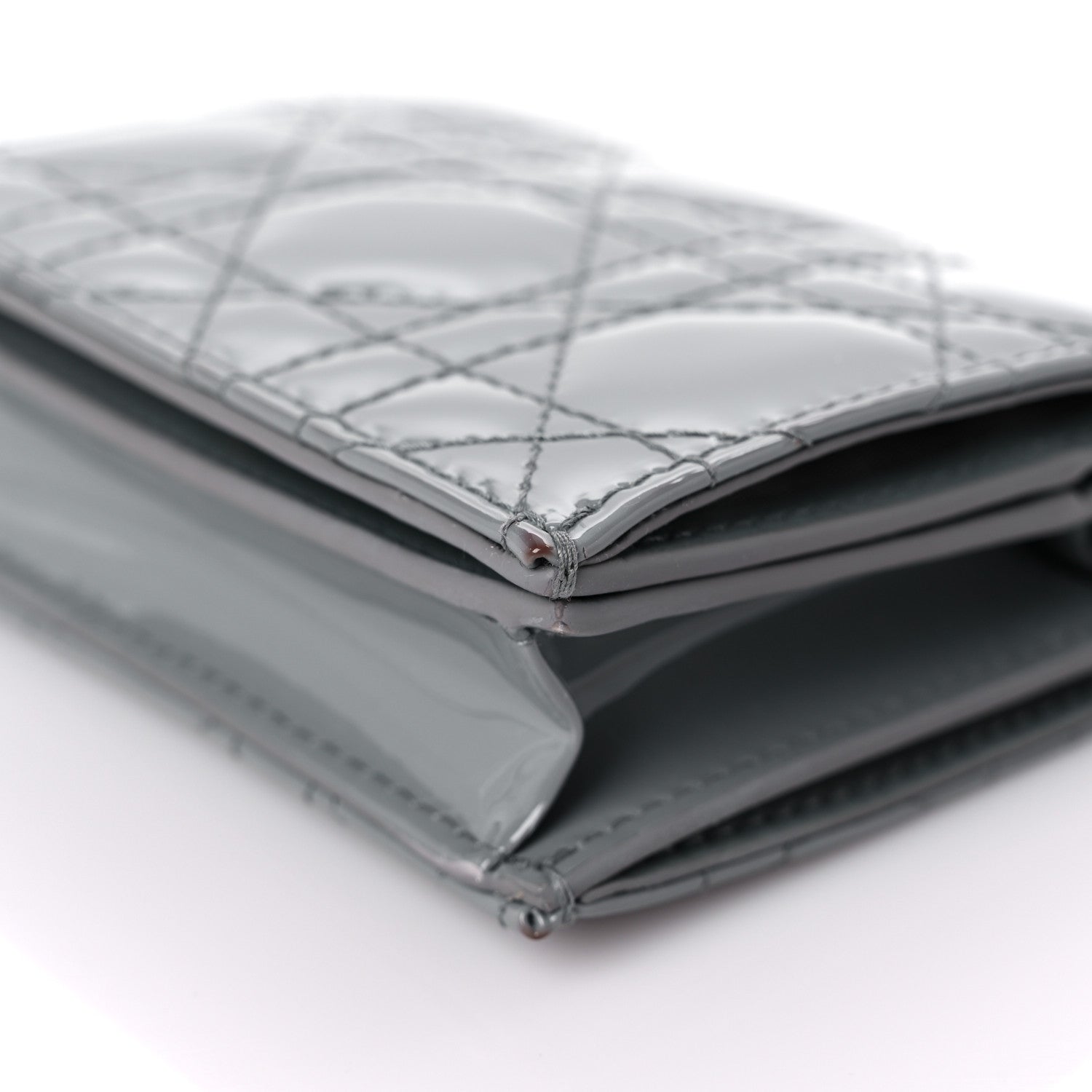 Christian Dior Patent Cannage Mini Lady Dior Wallet Grey 10 of 12