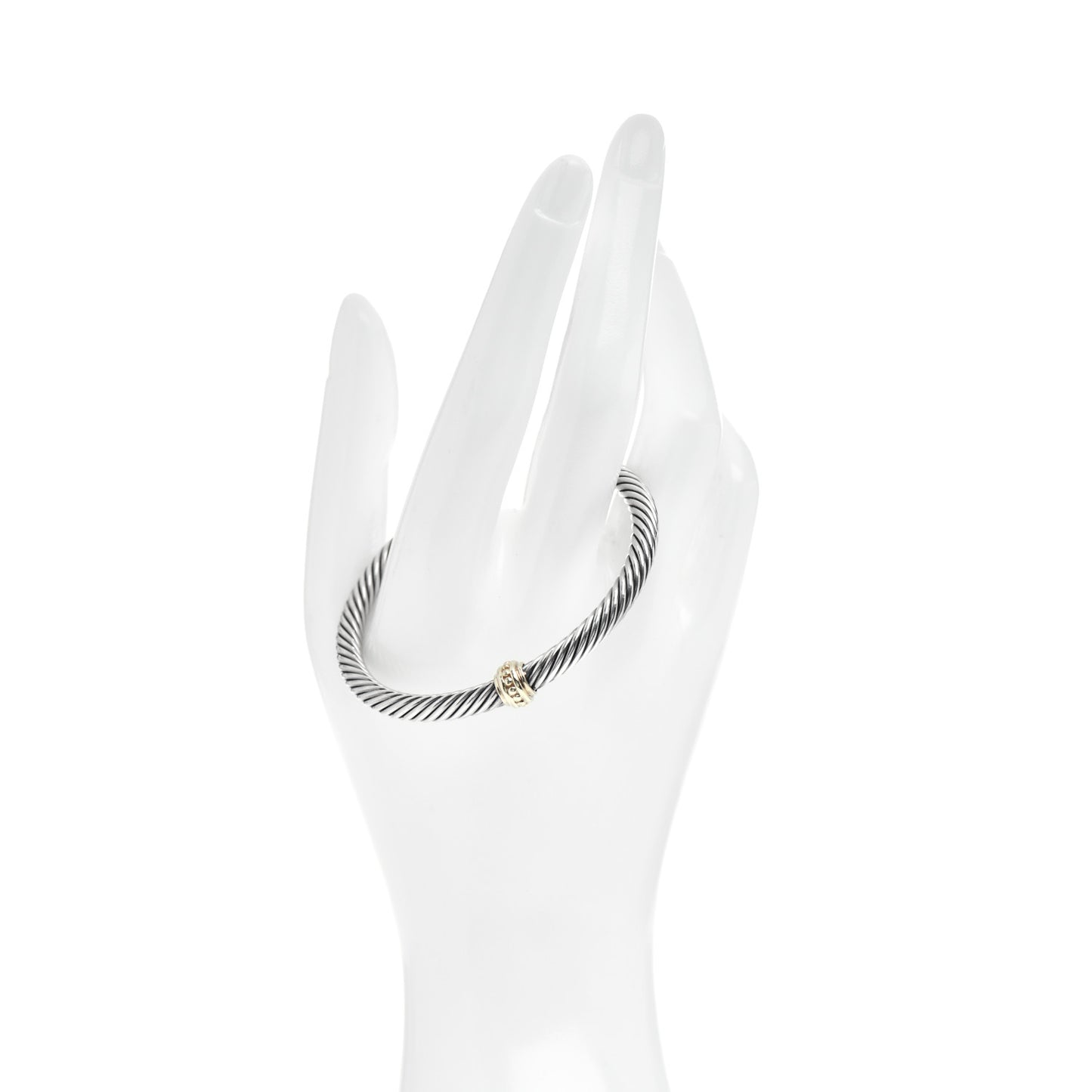 Sterling Silver 14K Yellow Gold 5mm Station Cable Bracelet