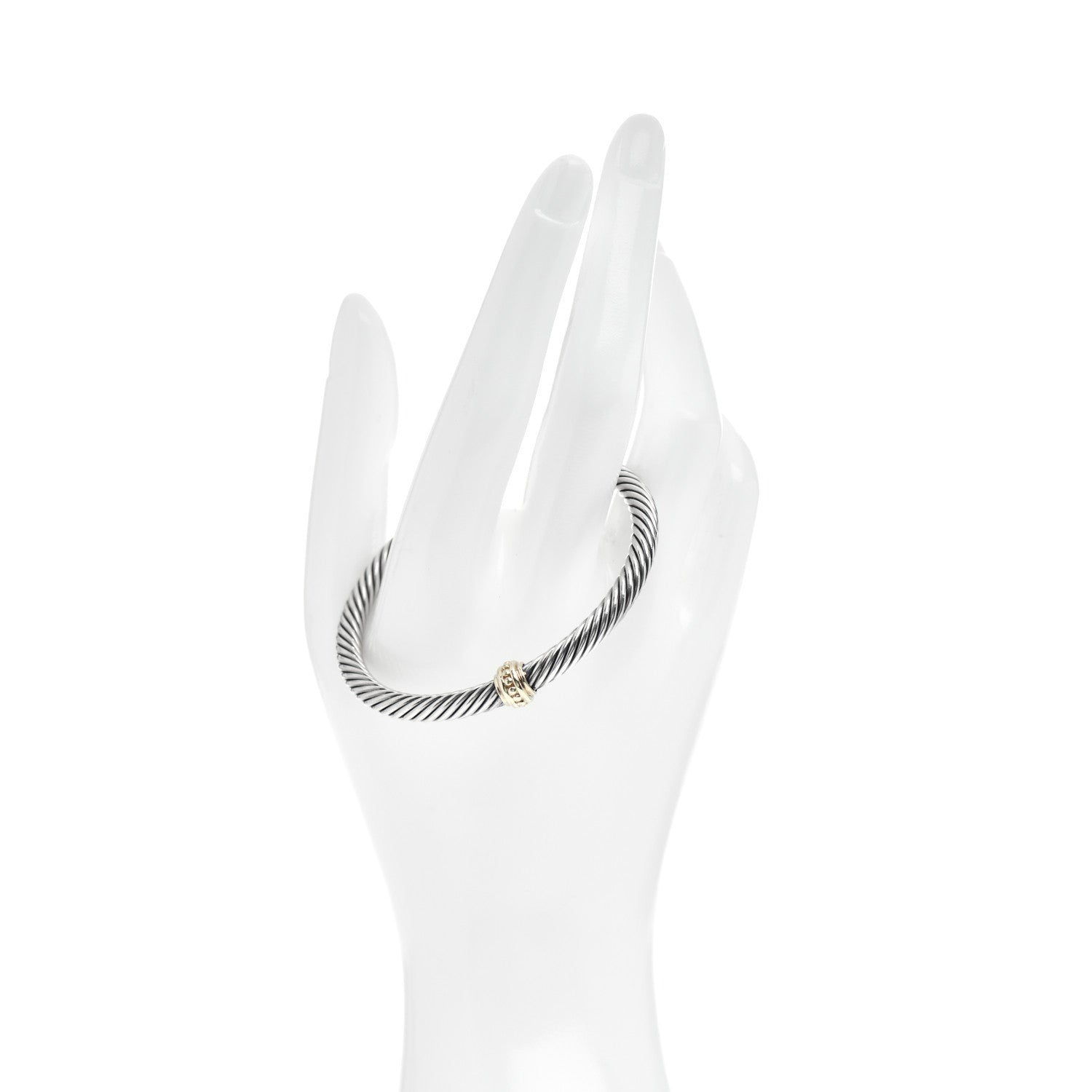 David Yurman Sterling Silver 14K Yellow Gold 5mm Station Cable Bracelet 2 of 4