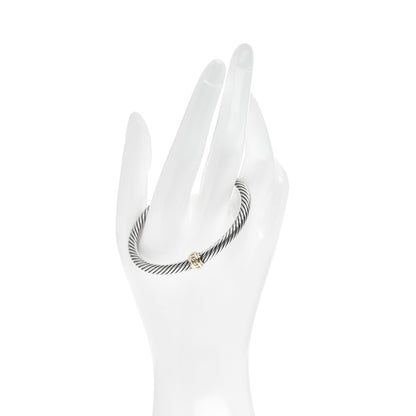 David Yurman Sterling Silver 14K Yellow Gold 5mm Station Cable Bracelet 2 of 4
