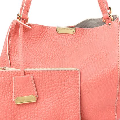 Burberry Signature Grain Calfskin Check Embossed Small Canterbury Tote Rose Pink 10 of 10