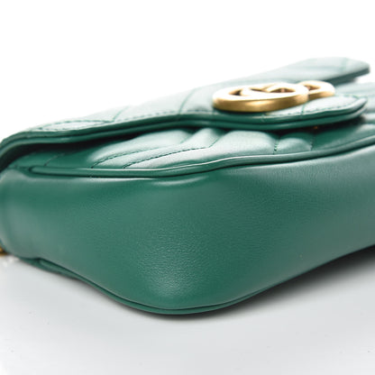 Gucci Calfskin Matelasse Super Mini GG Marmont Shoulder Bag Emerald Green 8 of 11