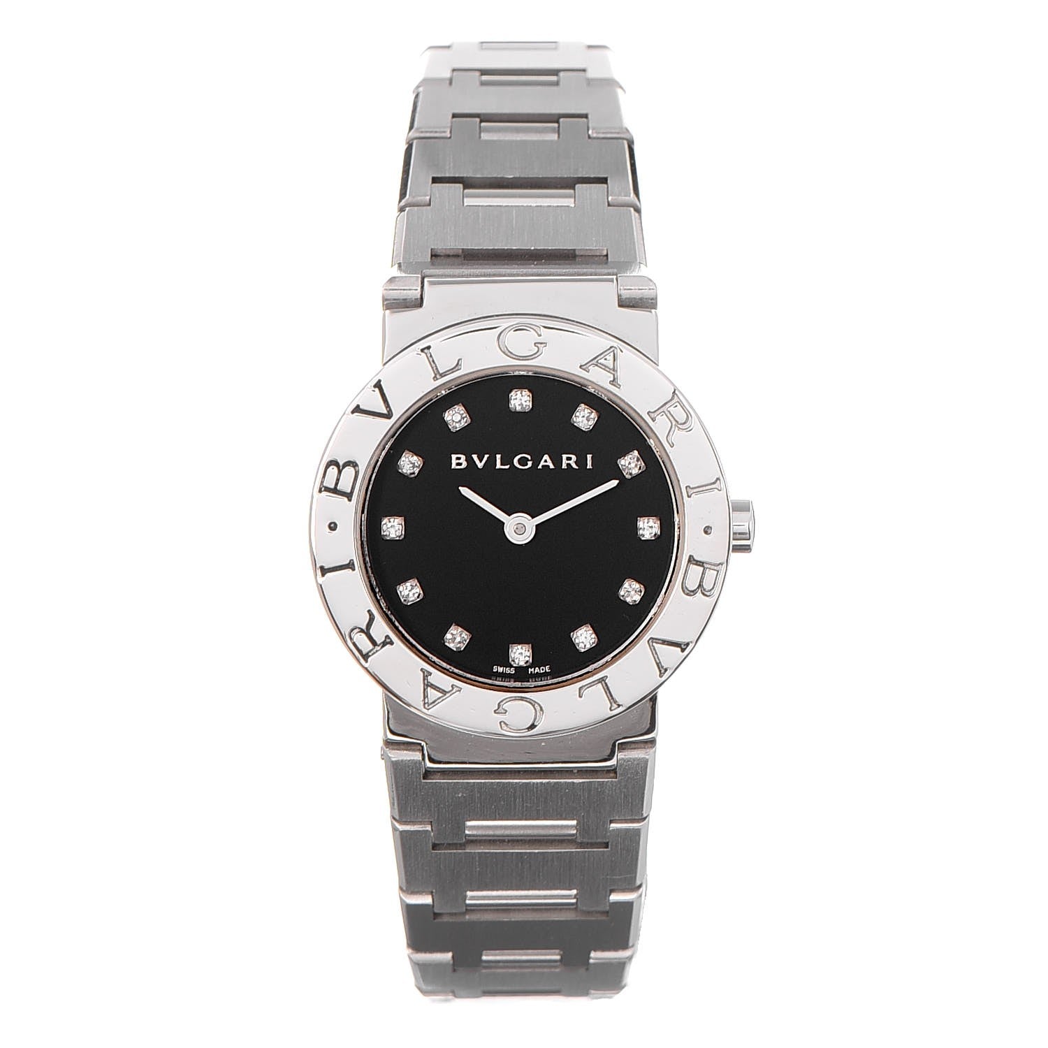 Bulgari Stainless Steel Diamond 26mm Quartz Watch Black 1 of 6