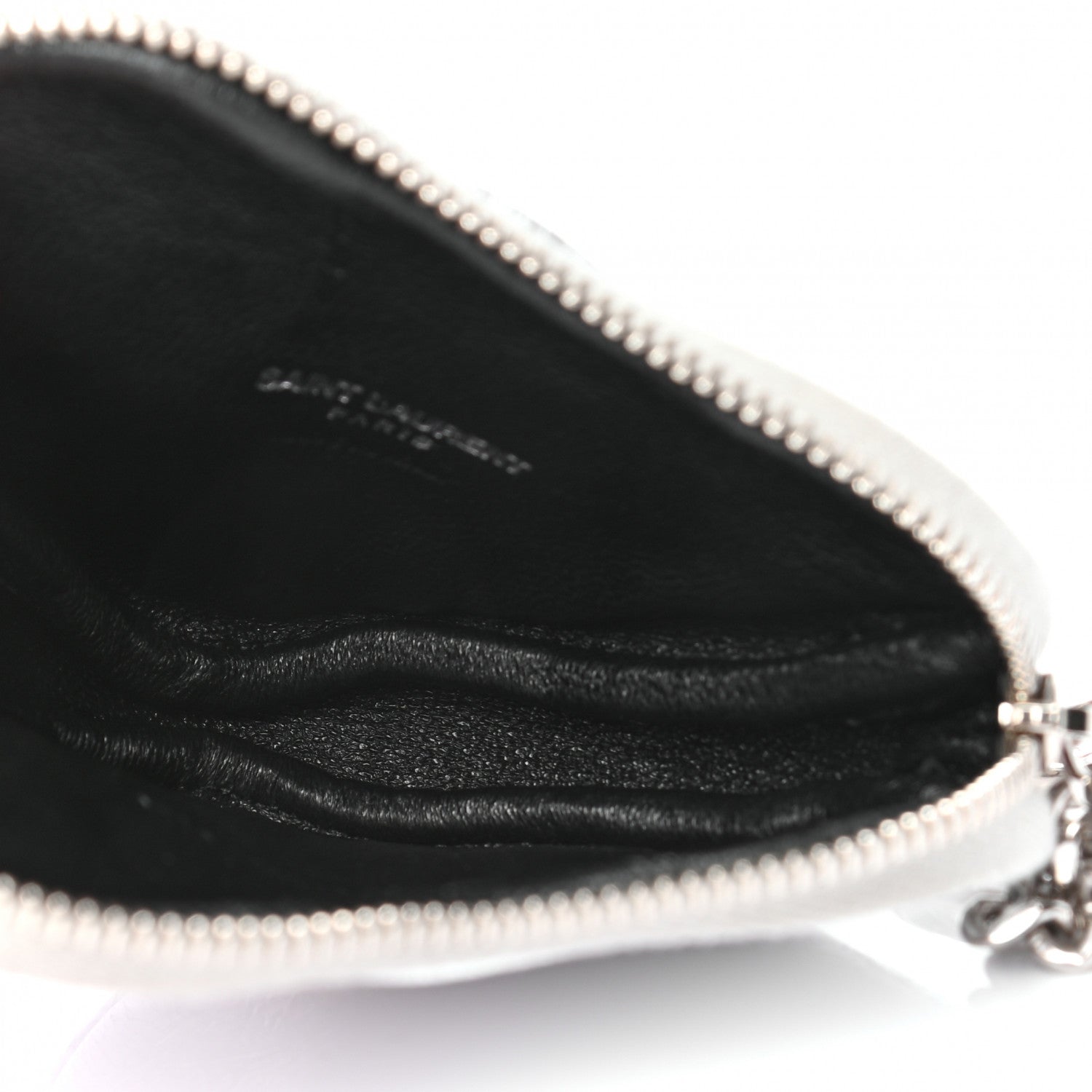 Saint Laurent Metallic Calfskin Monogram Heart Key Pouch Silver 5 of 7