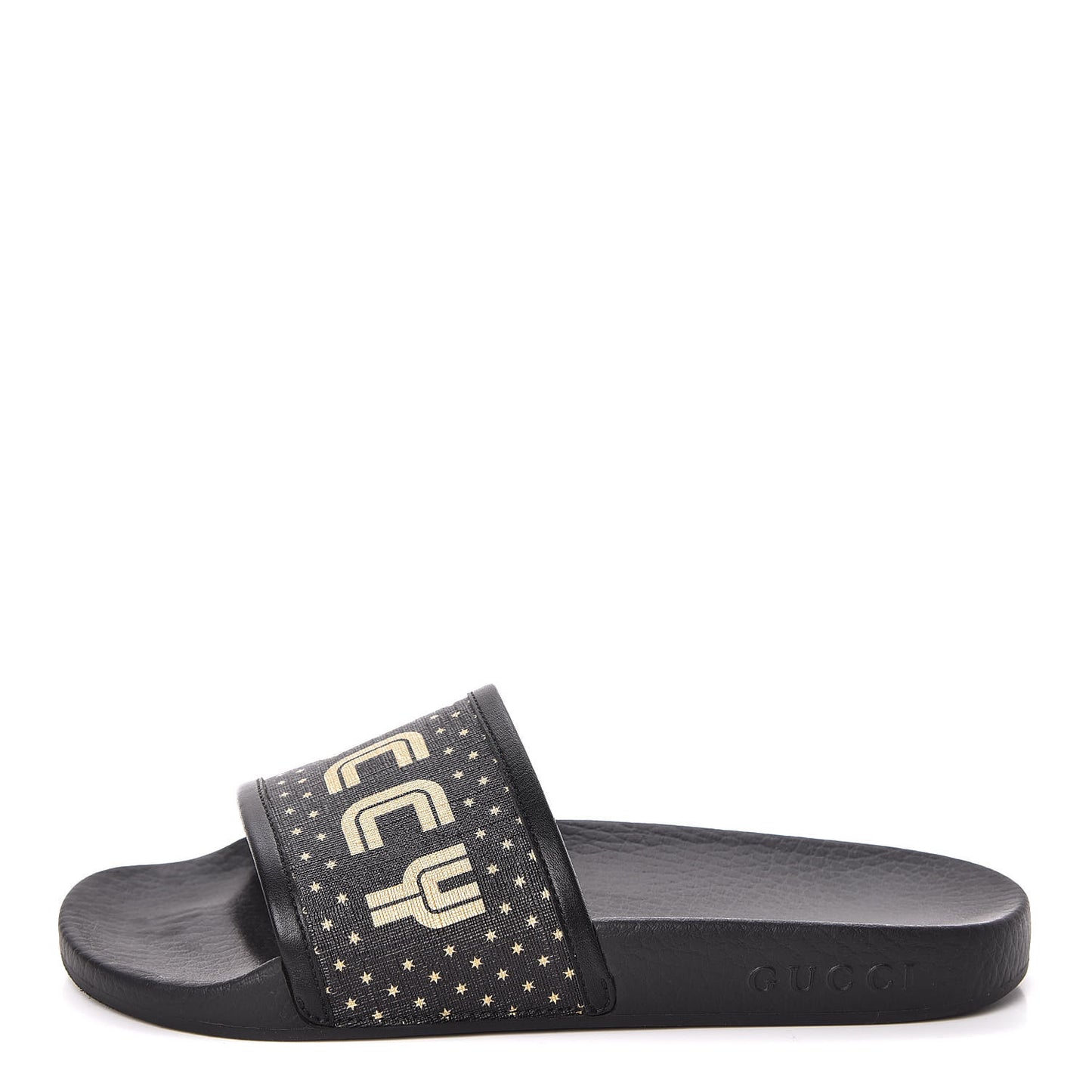 X SEGA Supreme Canvas GUCCY Stars Womens Slide Sandals 36 Black Gold