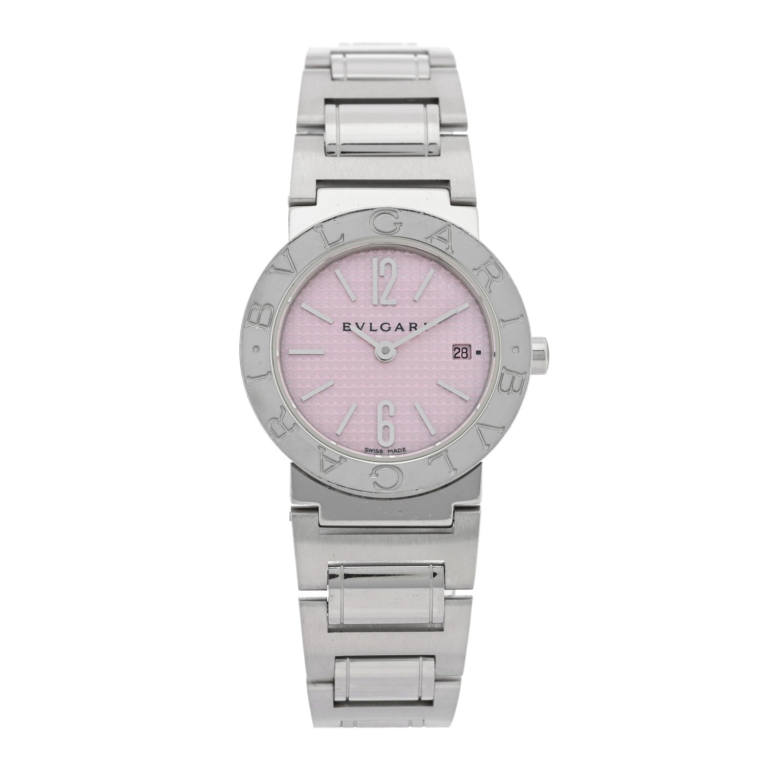 Bulgari Stainless Steel Pink Mother of Pearl 26mm Quartz Watch 1 of 4