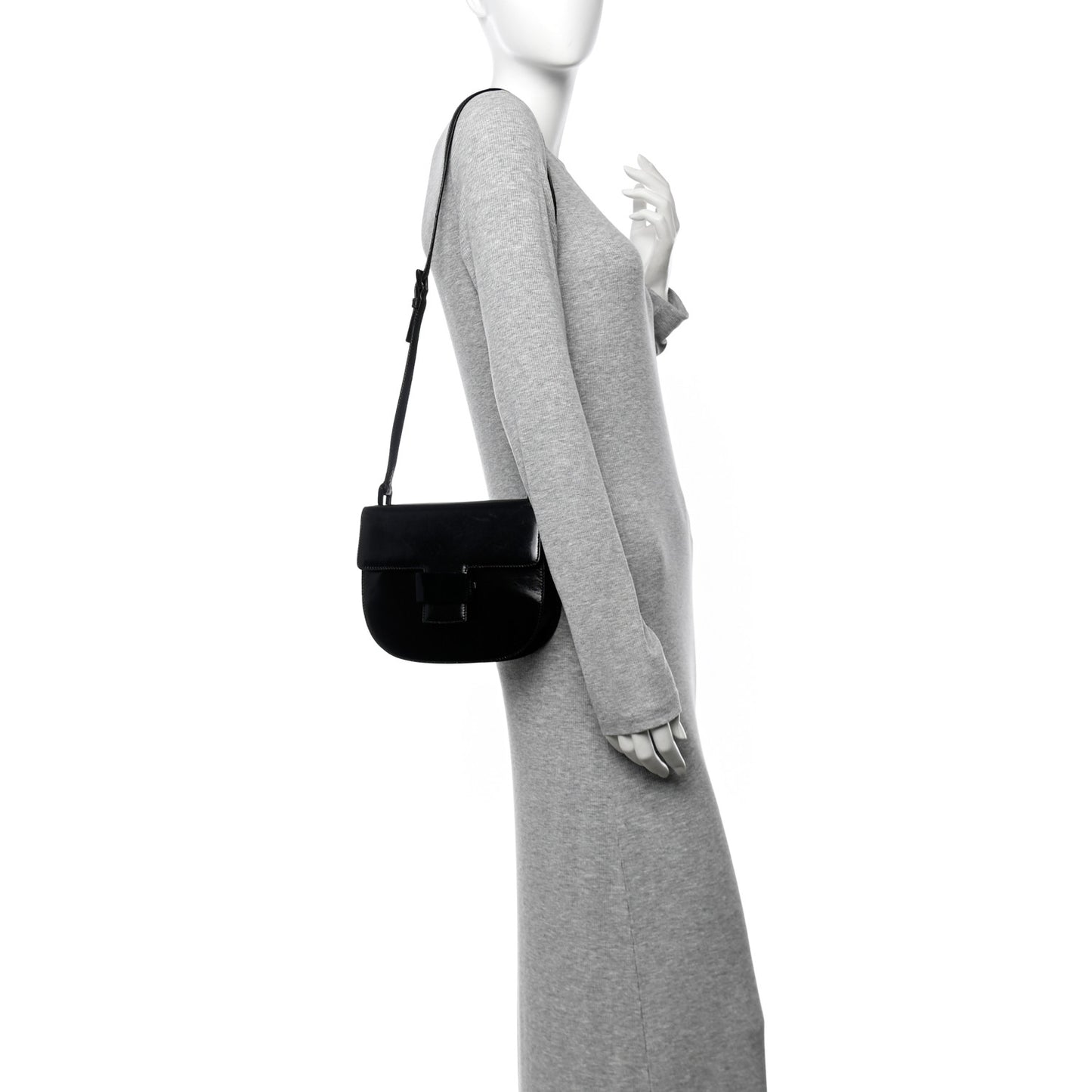 Spazzolato Fliplock Flap Shoulder Bag  Black