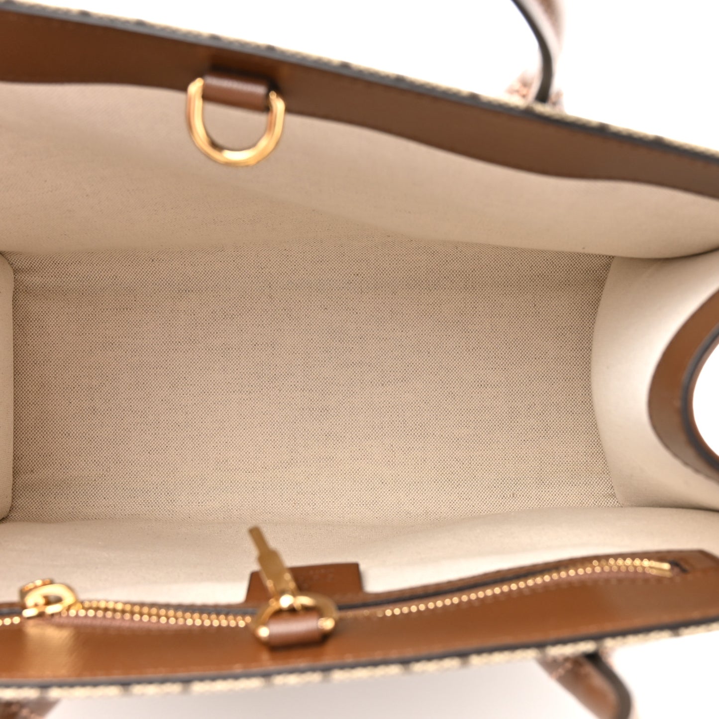 GG Supreme Monogram Azalea Calfskin Small Retro Interlocking G Tote Bag Beige Ebony Brown Sugar