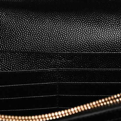Saint Laurent Grain De Poudre Matelasse Chevron Monogram Chain Wallet Black 8 of 13