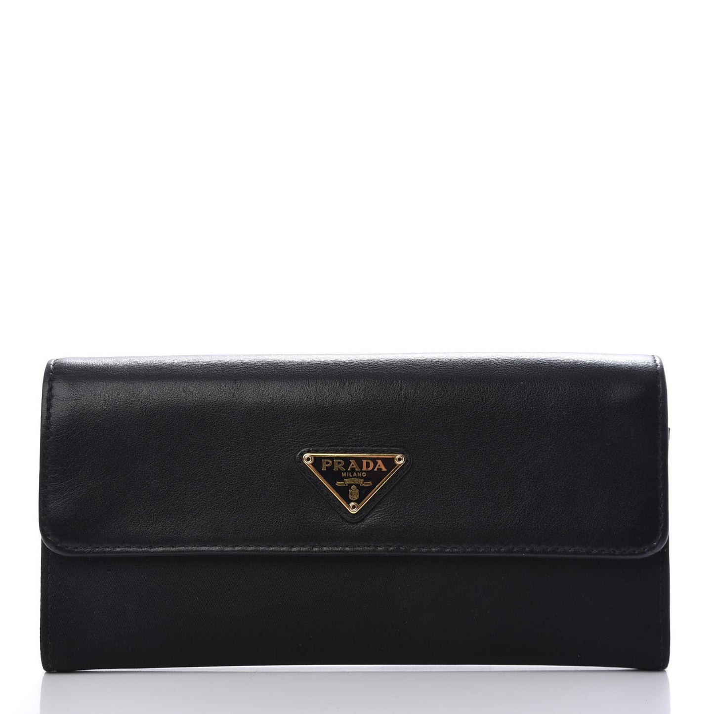 Tessuto Nylon Soft Calf Continental Flap Wallet Black