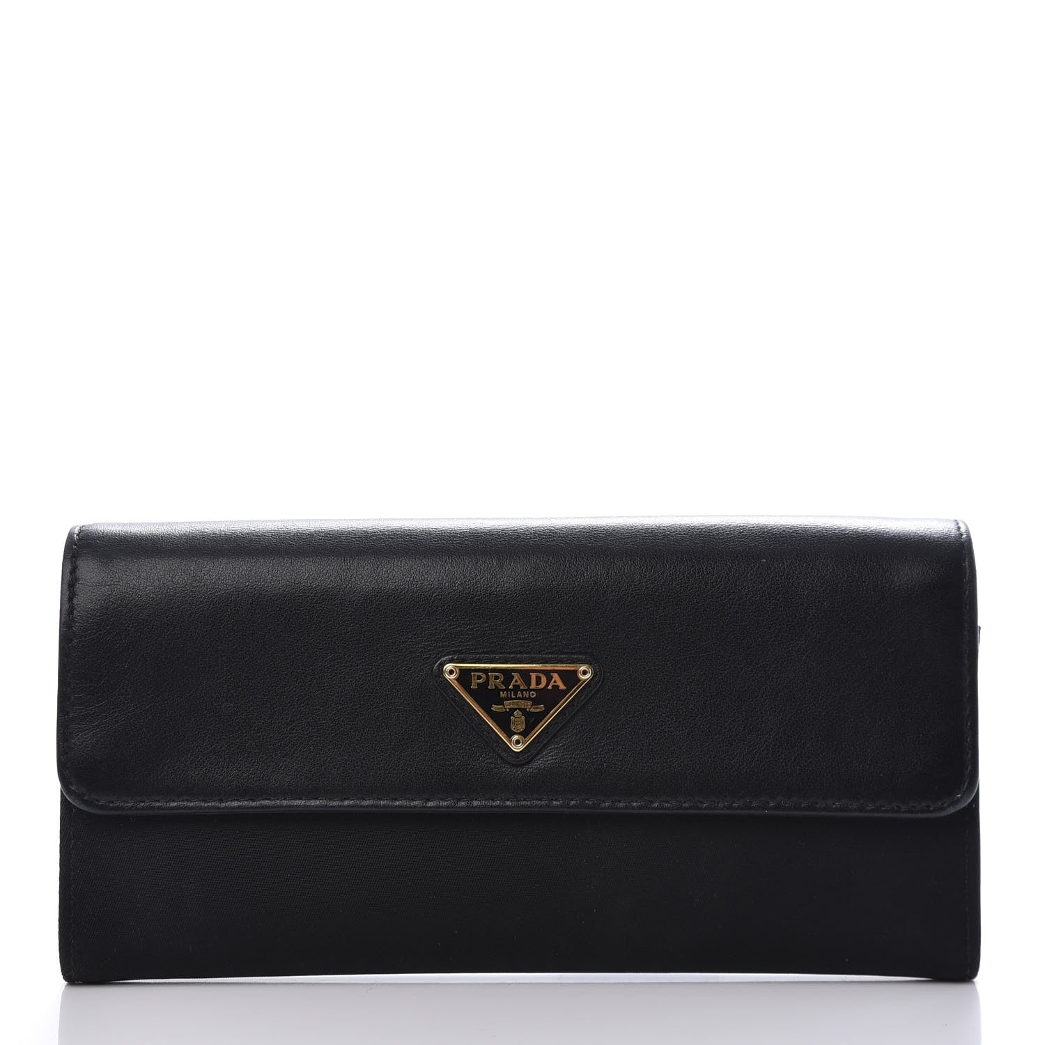 Prada Tessuto Nylon Soft Calf Continental Flap Wallet Black 4 of 8