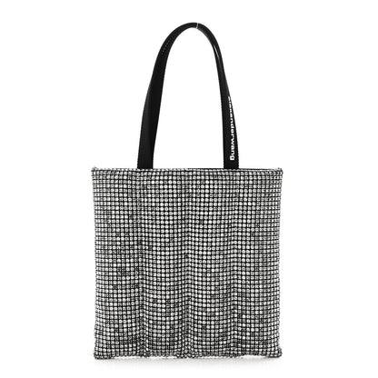 Alexander Wang Mesh Crystal Rhinestone Quilted Heiress Tote Black White 1 of 10