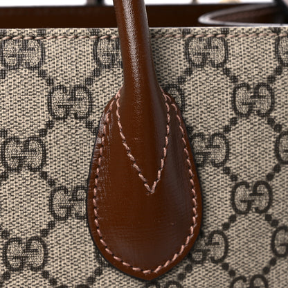 Gucci GG Supreme Monogram Azalea Calfskin Small Retro Interlocking G Tote Bag Beige Ebony Brown Sugar 16 of 18