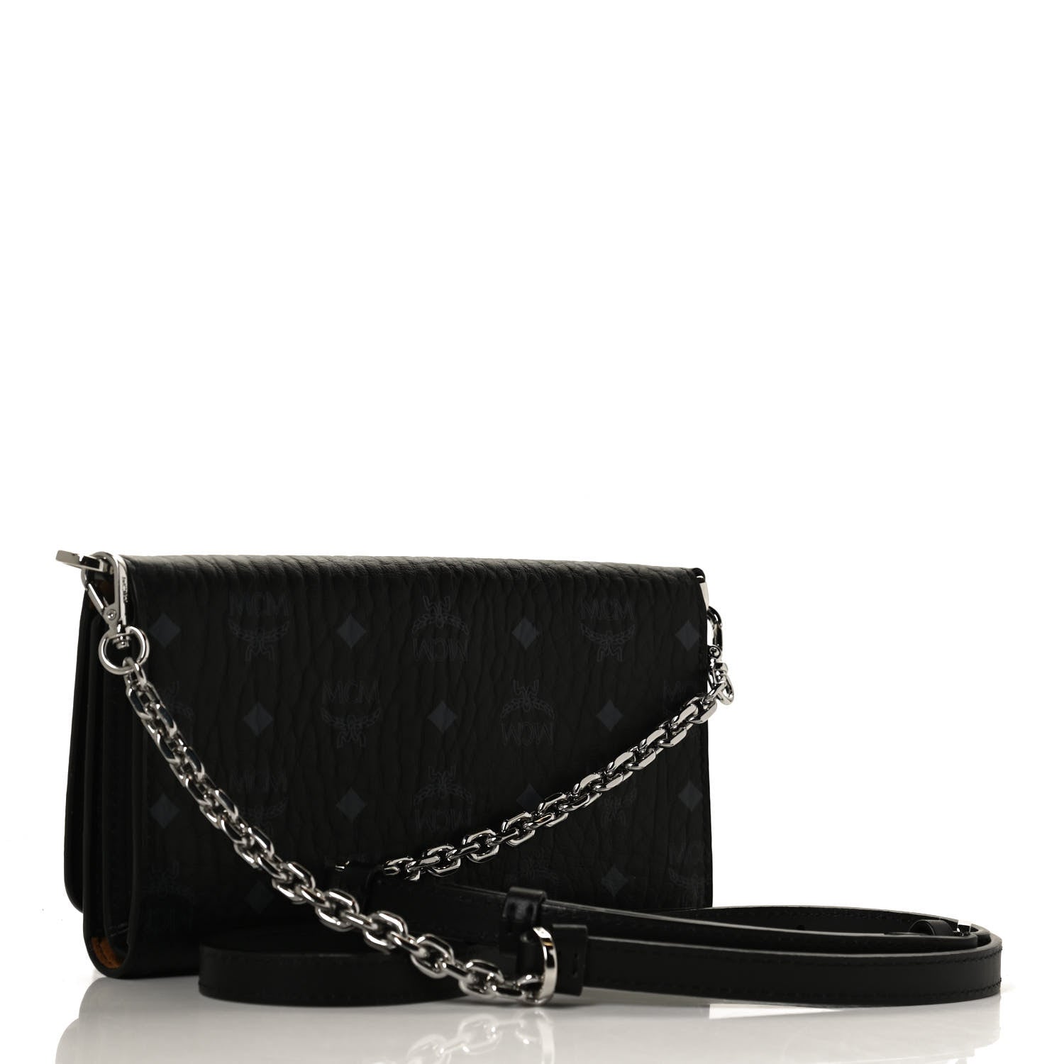 MCM Visetos Chain Wallet Crossbody Black 2 of 13