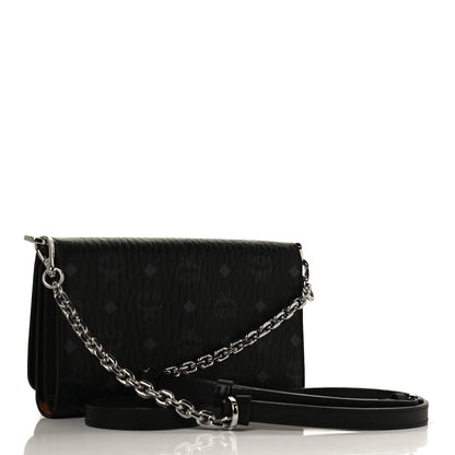 MCM Visetos Chain Wallet Crossbody Black 2 of 13