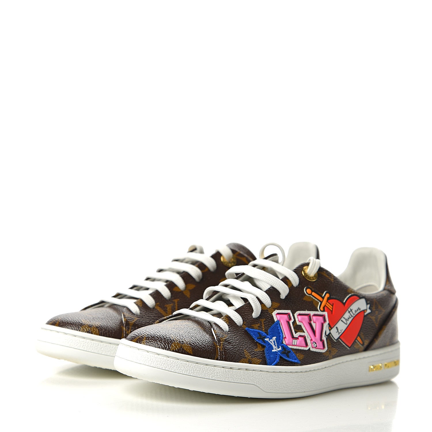 Louis Vuitton Calfskin Monogram LV Black Heart Sneakers 38.5 Cacao 3 of 8