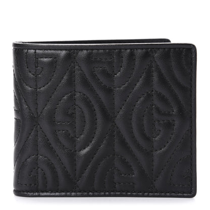 Gucci Calfskin G Rhombus Quilted Bi-Fold Wallet Black 1 of 7