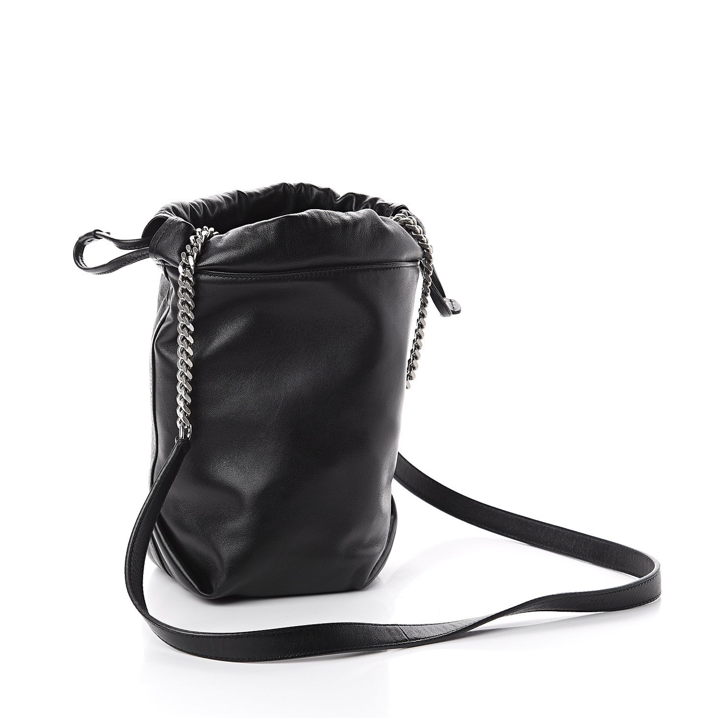 Lambskin Small Teddy Bucket Bag Black