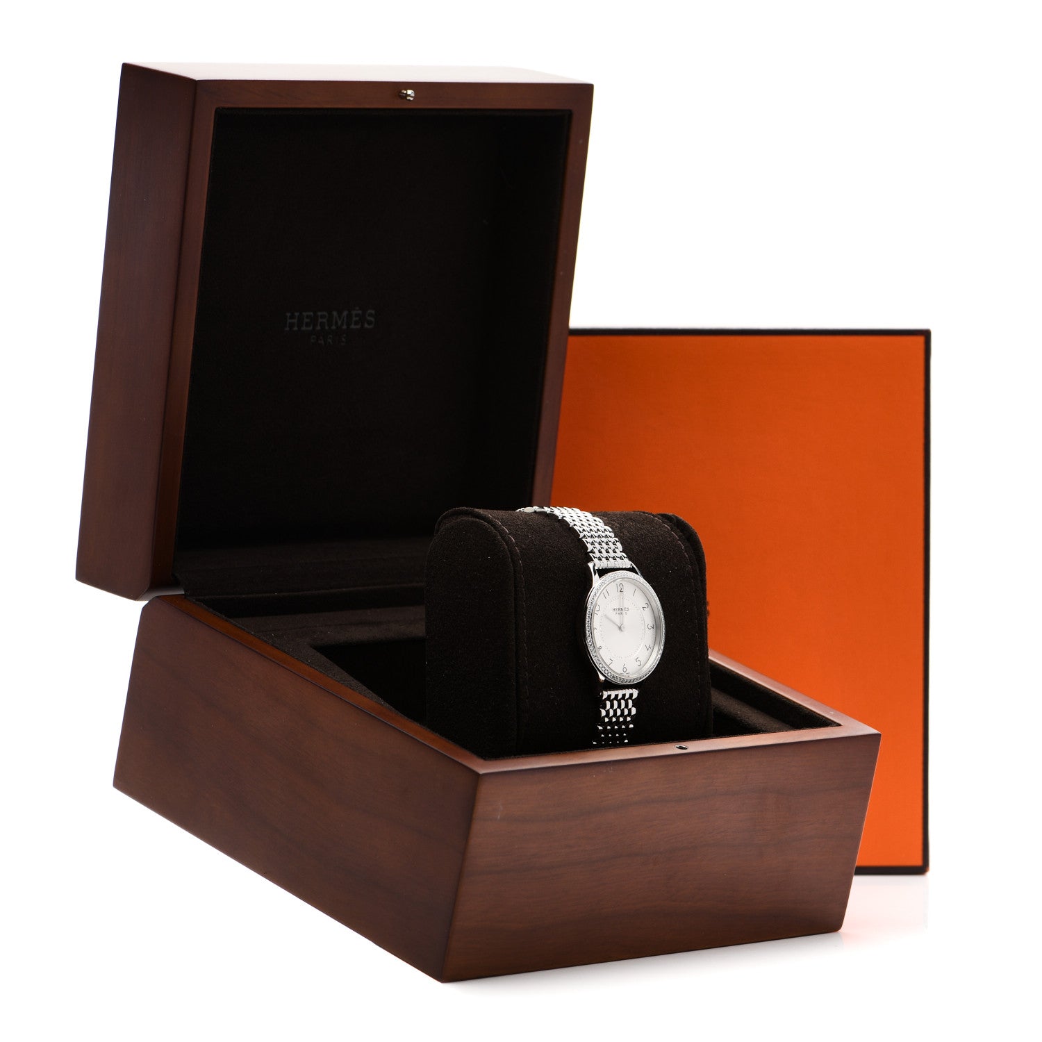 Hermes Stainless Steel Diamond Bezel 32mm Slim d'Hermes Quartz Watch 5 of 5