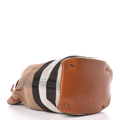 Burberry Canvas Mega Check Medium Ashby Hobo Saddle Brown 6 of 18