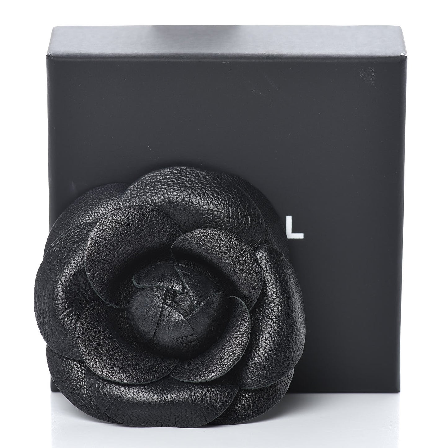 Lambskin Camellia Brooch Black
