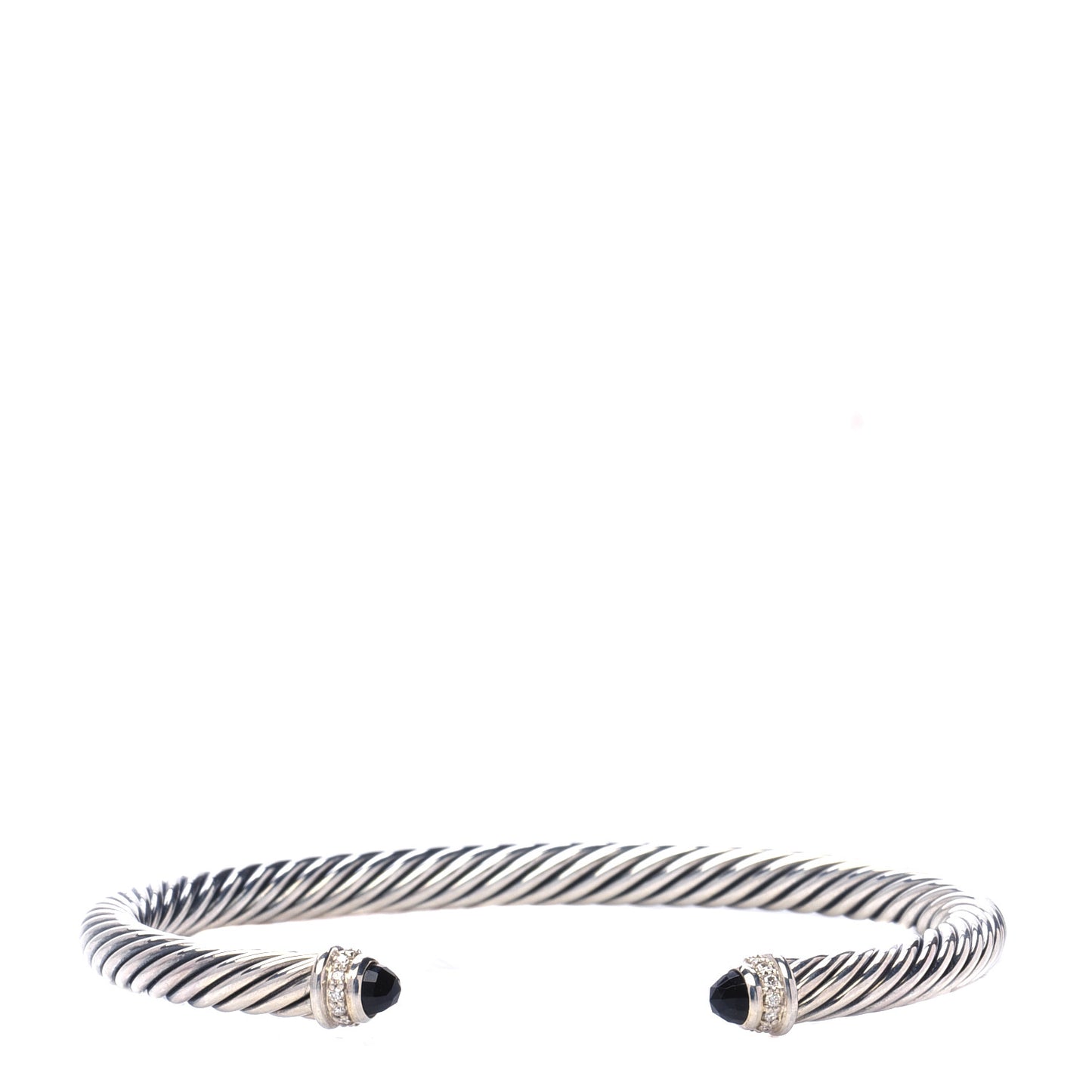 Sterling Silver Diamond Black Onyx 5mm Cable Classics Bracelet