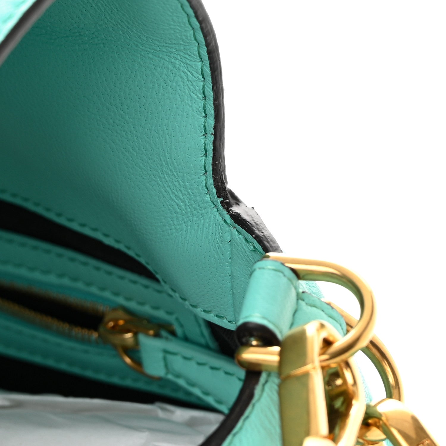 Fendi Nappa FF 1974 Embossed Baguette Spring Turquoise 10 of 11