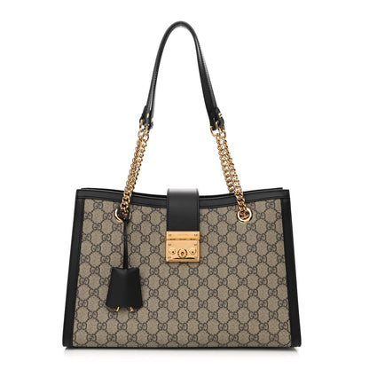 Gucci GG Supreme Monogram Medium Padlock Tote Black 1 of 9