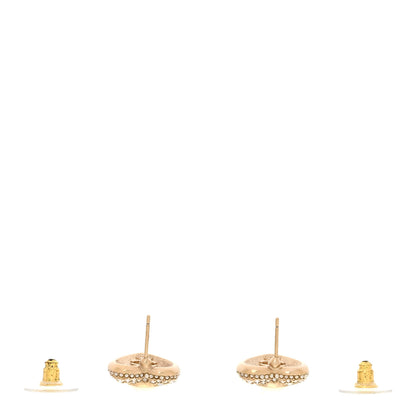 Chanel Pearl Crystal CC Heart Earrings Gold White Gold 3 of 5