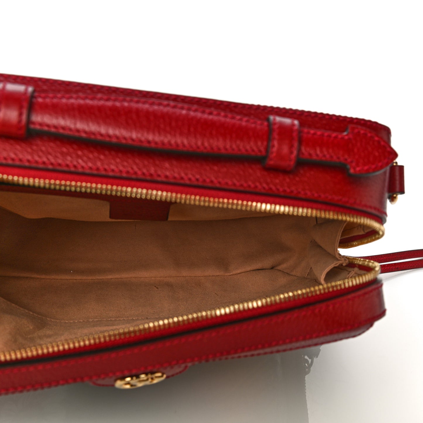 GG Supreme Monogram Flora Web Small Ophidia Top Handle Shoulder Bag Hibiscus Red