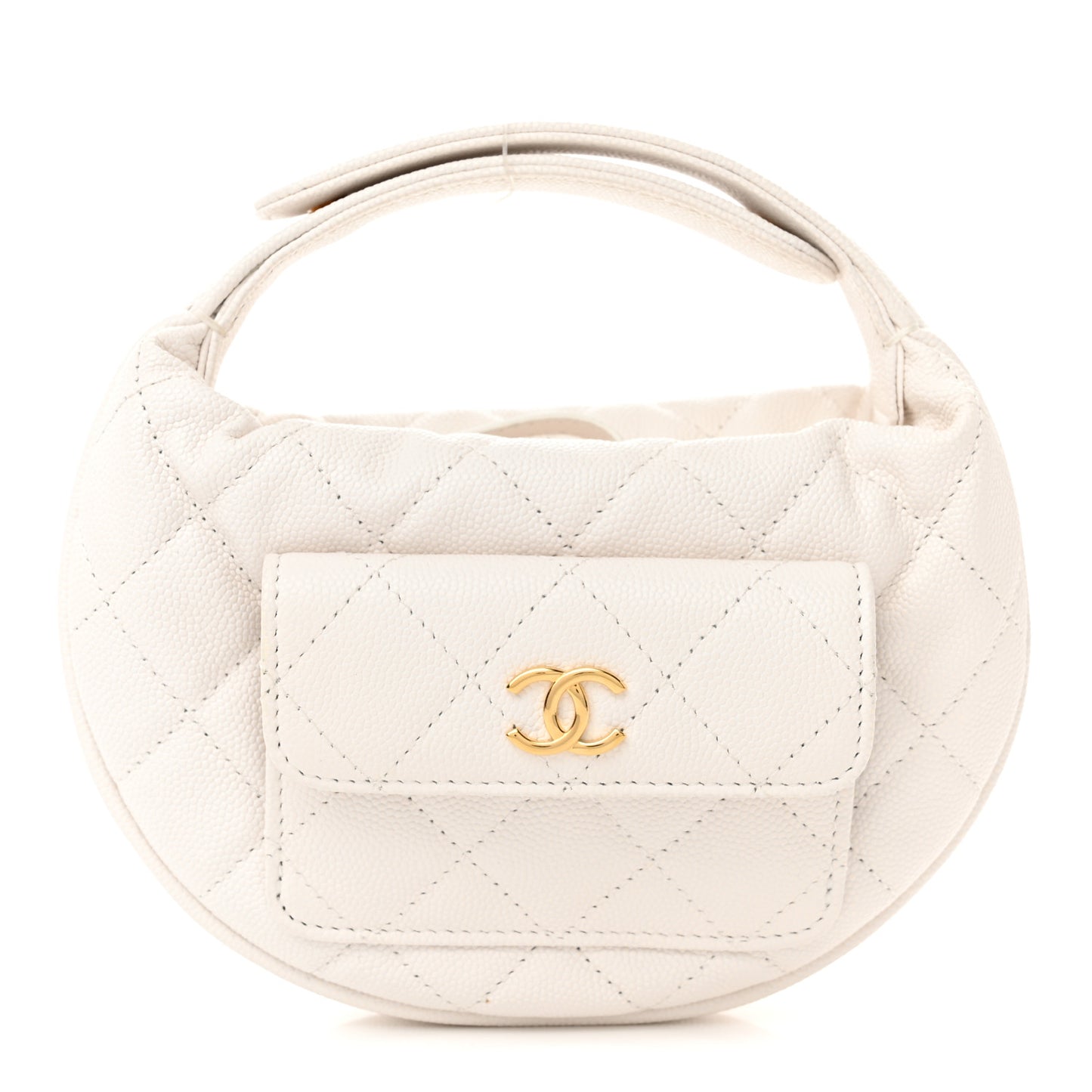 Caviar Quilted Polly Pocket Pouch Hobo White