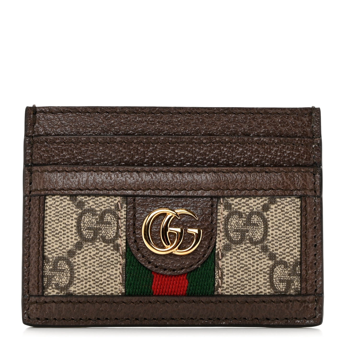 GG Supreme Monogram Ophidia Card Holder Brown