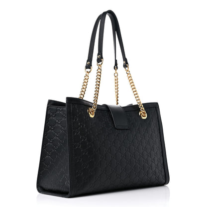 Gucci Guccissima Medium Padlock Tote Black 3 of 13