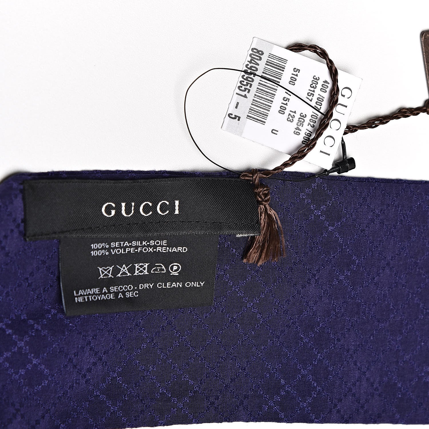 Gucci Silk Fox Fur Panel Scarf Purple 4 of 5