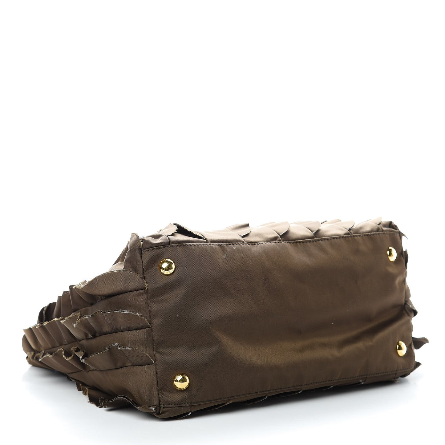 Tessuto Nylon Ruffle Tote Brown